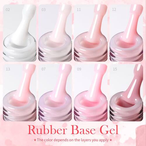 Milky Pink Rubber Base Gel Nail Polish Glitter 15ml Semi-Per - 图1