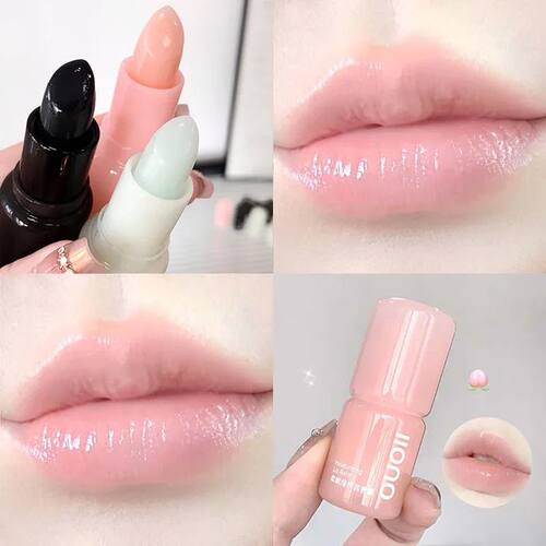 1Pc Peach Moisturizing Lip Balm Colorless Hydrating Lips Mas - 图0