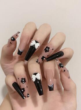 24pcs/set Press On Nails French Nail Ballet False Nails Long