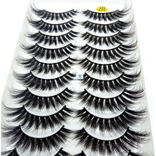NEW 3/5/10 pairs 100% Real Mink Eyelashes 3D Natural False - 图1