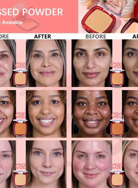 Matte Full Coverage Pressed Powder Foundation With Puff Appl