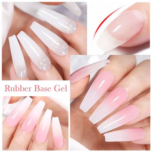 Milky Pink Rubber Base Gel Nail Polish Glitter 15ml Semi-Per - 图3