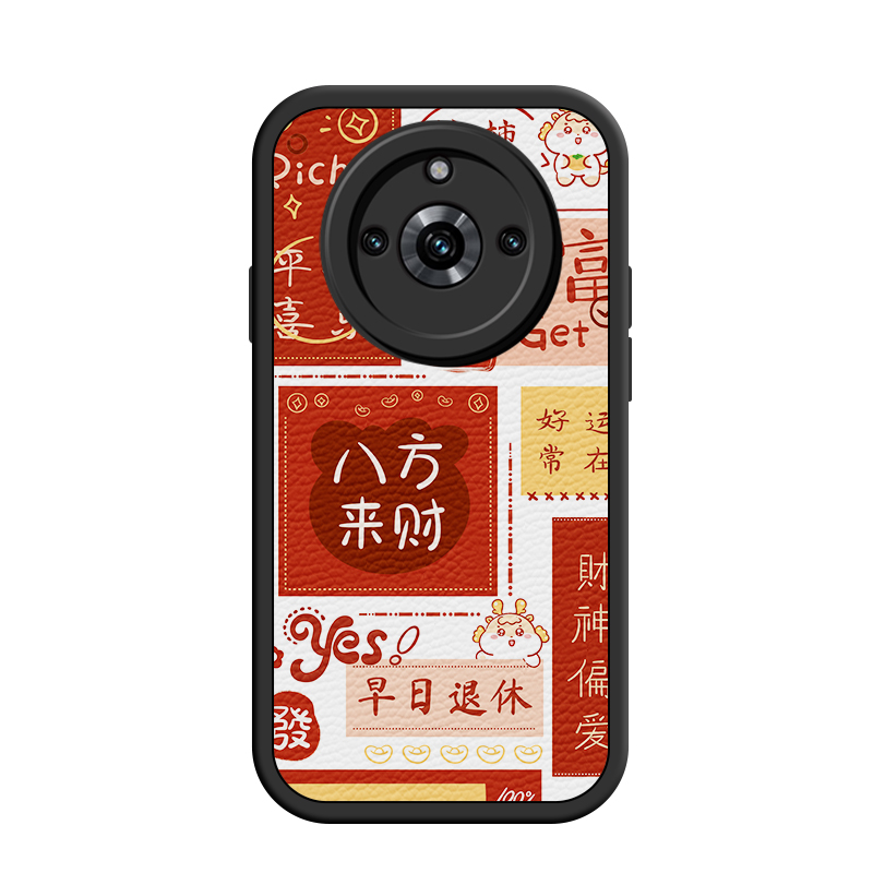 适用realme11手机壳日韩潮女relame11pro保护套ins风可爱少女reaime10pro+喜庆红色raelme11皮纹。真我11新年 - 图3