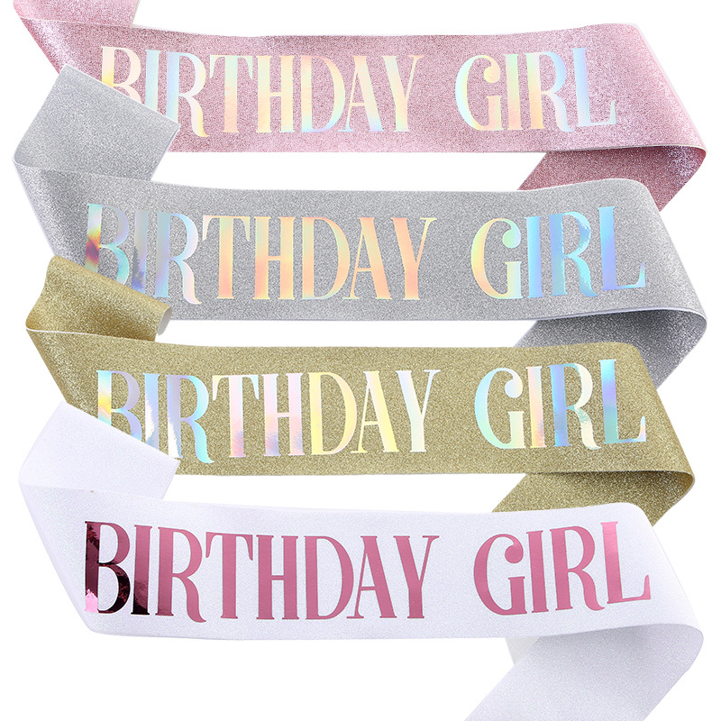 生日肩带礼仪带水钻皇冠发箍birthday girl少女派对装饰拍照道具 - 图0