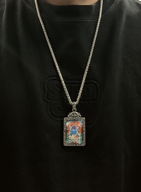 大黑天玛哈嘎拉项链钛钢男