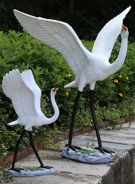 假山仿真仙鹤园林景观树脂工艺品