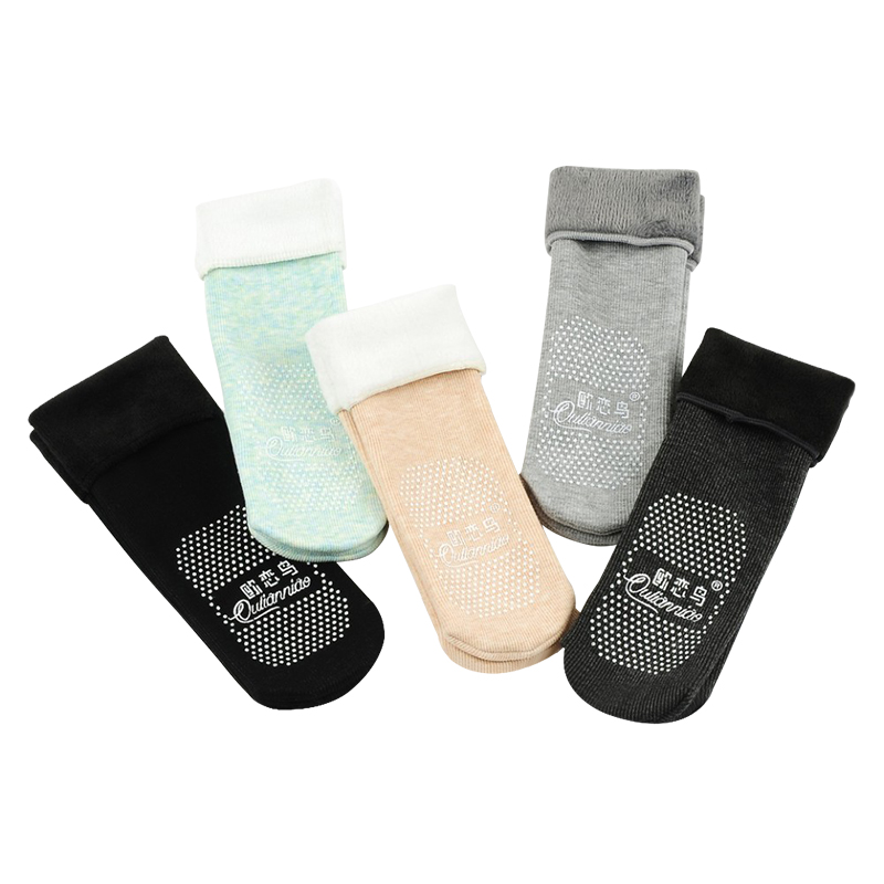 秋冬季加绒防滑地板袜月子中筒袜 欧恋鸟短袜/打底袜/丝袜/美腿袜