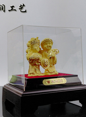 新婚工艺品 绒沙金百年好合礼品摆件  创意实用结婚金店礼品