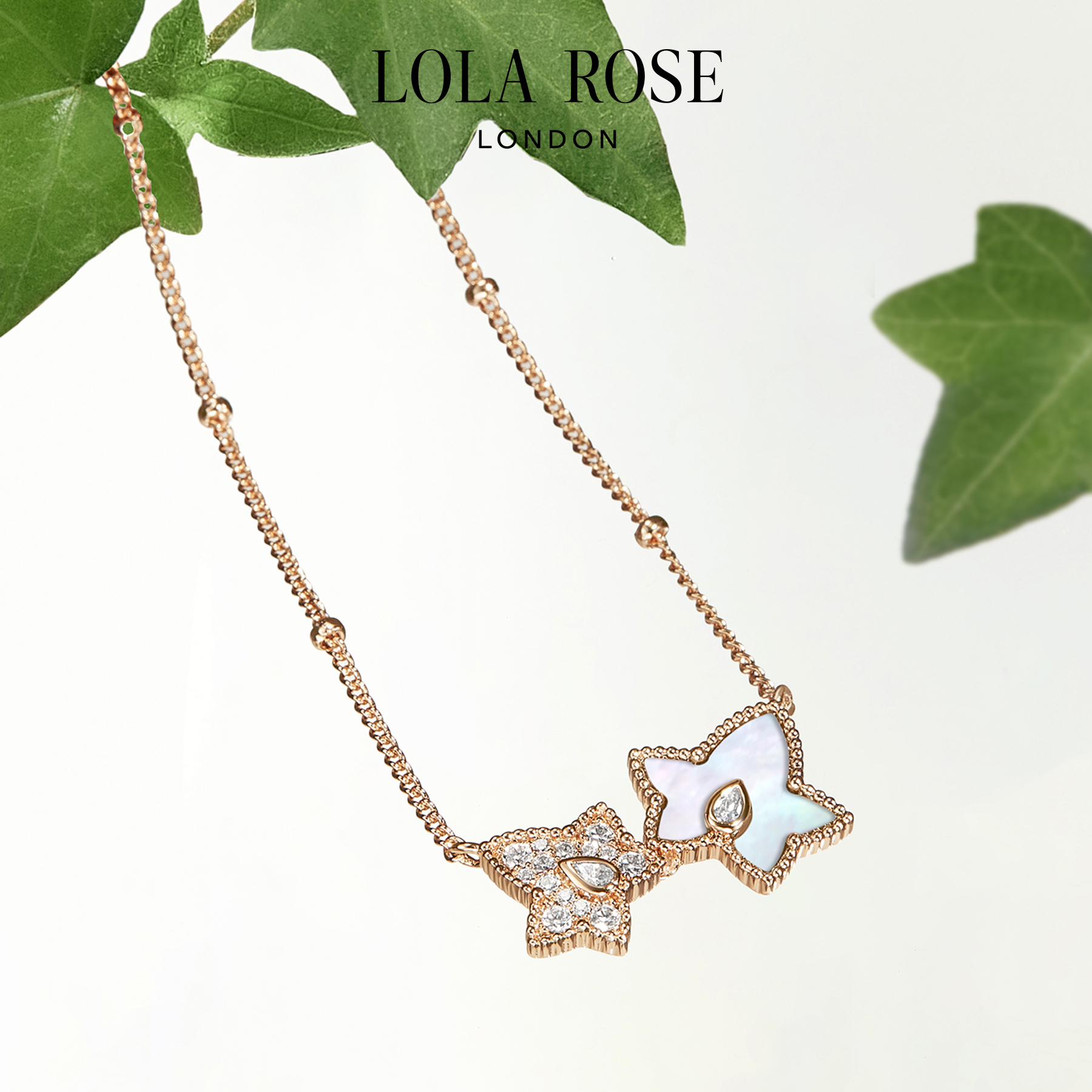 [新品上市]Lola Rose罗拉玫瑰常青藤双叶项链白贝母生日礼物