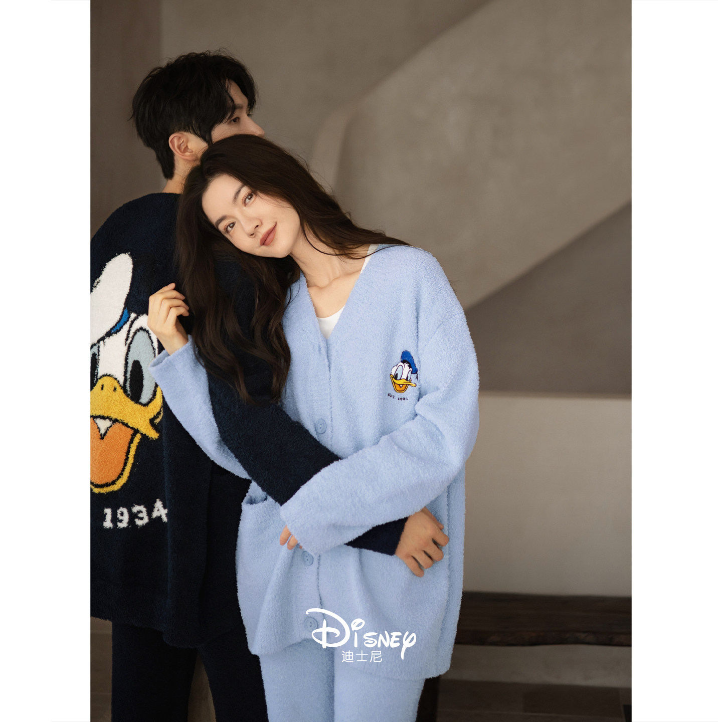 迪士尼珊瑚绒情侣睡衣女款秋冬季厚款家居服男保暖半边绒开衫套装,淘宝优惠券,粉丝福利购,淘宝优惠卷