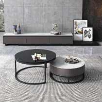 Size round tea table rock board Italian style small family modern minimalist living-room home light lavish Nordic TV cabinet Composition