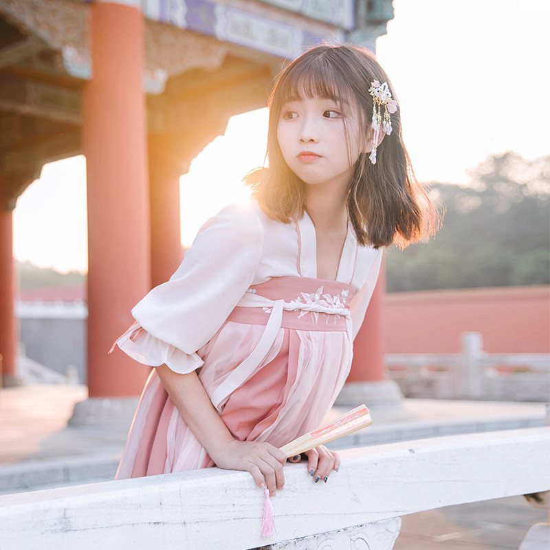 鹿韵记原创改良汉元素娇嫣齐胸汉服 鹿韵记民族服装/舞台装