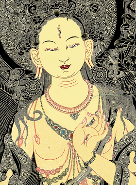 白度母描金唐卡diy纯棉油画布