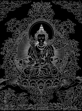 虚空藏菩萨唐卡|静心减压|唐卡描金|佛像涂色|DIY手绘填色装饰画