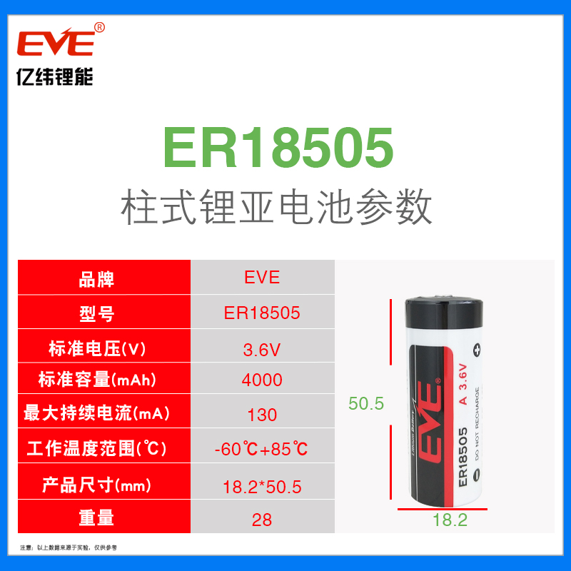 亿纬ER18505锂电池3.6V智能水表流量计物联网定位器PLC工控电池组-图1