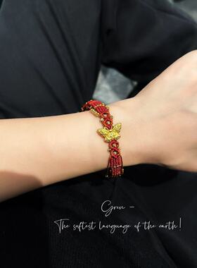 2026新年红色纯手工编织手绳岁岁红绳感本命年属相送女友礼物