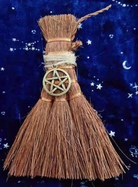 精致桌面扫把 扫帚道具 五芒星 三相月 清洁扫把 水元素手工