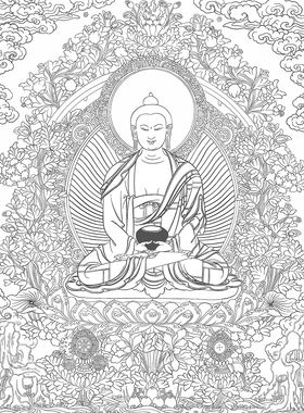 本命佛阿弥陀佛纯棉油画布藏族