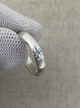 手工999纯银八芒星圆弧戒指波浪纹磨砂指环定制情侣对戒刻字礼物