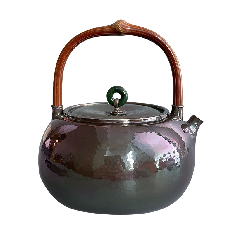 纯银时代 溢彩扁型紫皮银壶藤提梁手工一张打足银999烧水壶700ml,淘宝优惠券,粉丝福利购,淘宝优惠卷