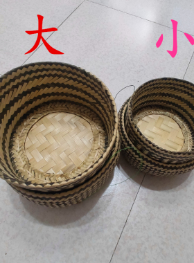 泰国装饭老挝装糯米饭泰式手工竹编米饭筐茶叶盒进口竹篓茶叶摆件