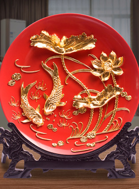 年年有余陶瓷摆件客厅装饰品