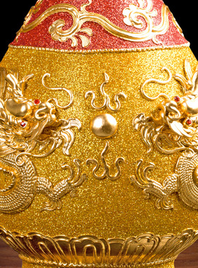 双龙戏珠花瓶工艺品摆件金箔礼品
