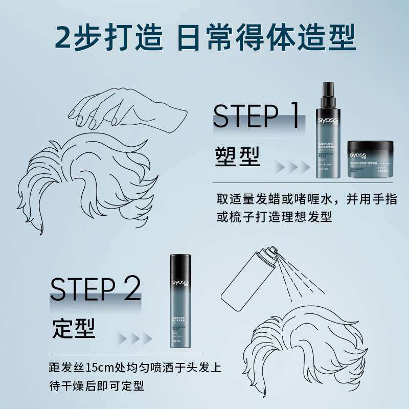 丝蕴持久造型男女士卷直无味发胶 syoss丝蕴光合作用头发造型