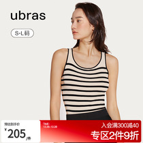 ubras2023 New Small Round Collar Collision Color Knit Casual Vest Fashion Striped Knit Outwear Inner Lap Harness