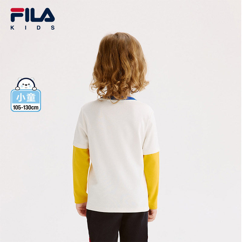 FILA斐乐童装儿童长袖T恤2025秋冬新款男小童套头休闲舒适上衣潮,淘宝优惠券,粉丝福利购,淘宝优惠卷