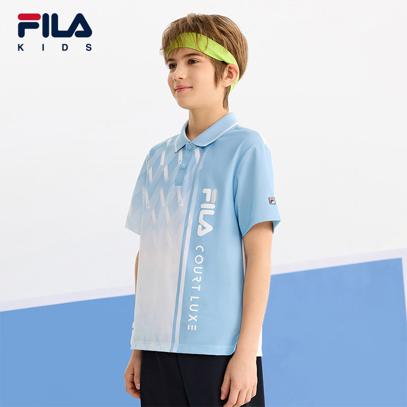 FILA斐乐儿童童装短袖T恤2025年夏季新款男中大童针织短袖POLO衫,淘宝优惠券,粉丝福利购,淘宝优惠卷