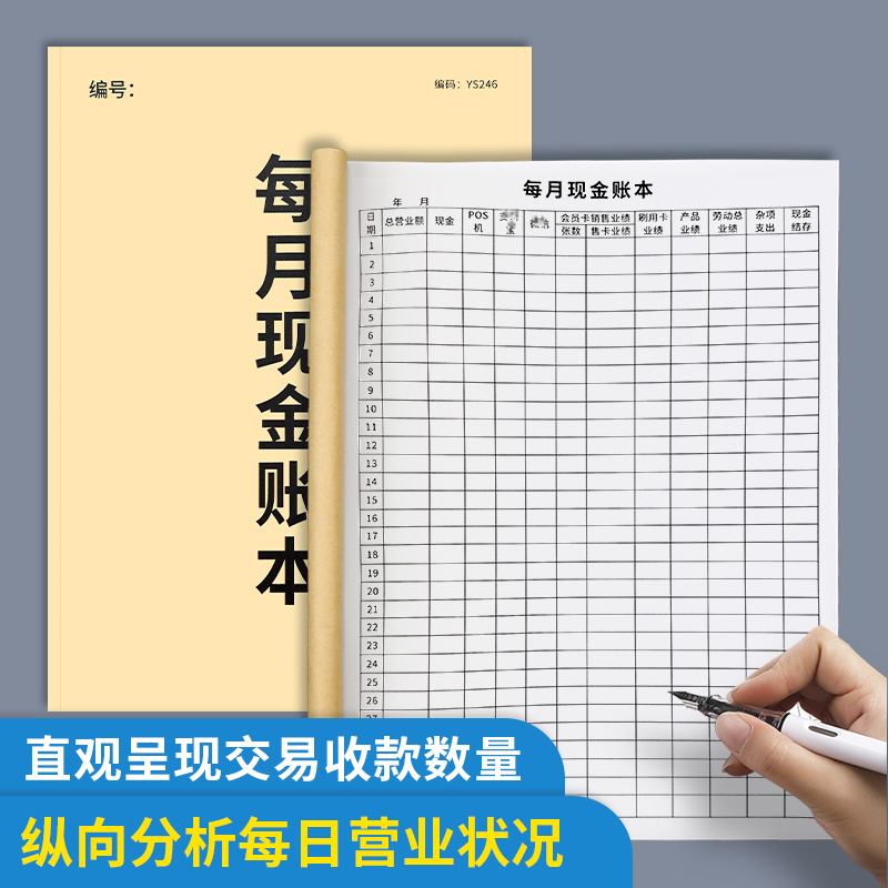 每月现金账本每日营业额记账本现金日记账本明细账店铺生意流水账收入支出明细餐厅饭店超市餐饮店营业记录本 - 图1