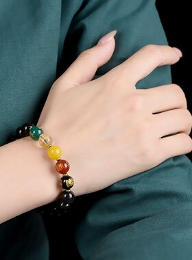 2026丙午马年新款黑曜石貔貅手串女五路财神护身福佛珠手链男士