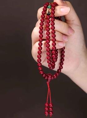 2026款朱砂五路财神108佛珠手链紫金砂手串女多圈本命年饰品礼物