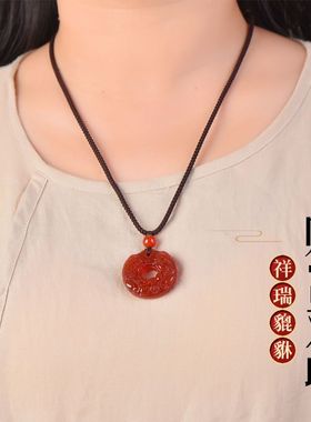 普陀山五行属土的饰品缺土补土坤为地平安扣吊坠黄玛瑙貔貅男女款