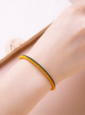 金刚结手绳本命年上岸手工编织好运平安黄绿手绳简约男女情侣礼物