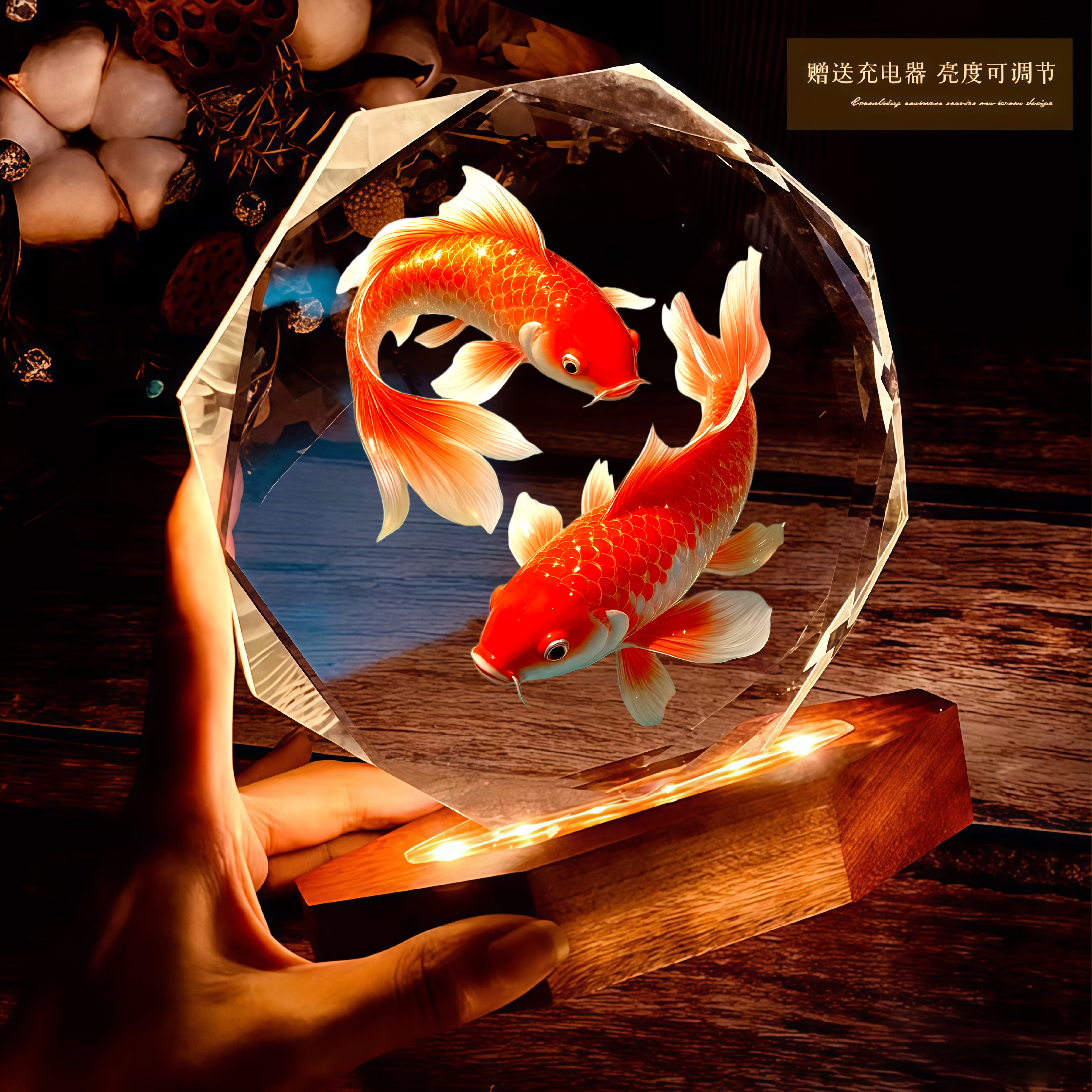 招财双龙鱼水晶摆件桌面装饰客厅办公室吉祥物开业乔迁工艺品摆件,淘宝优惠券,粉丝福利购,淘宝优惠卷