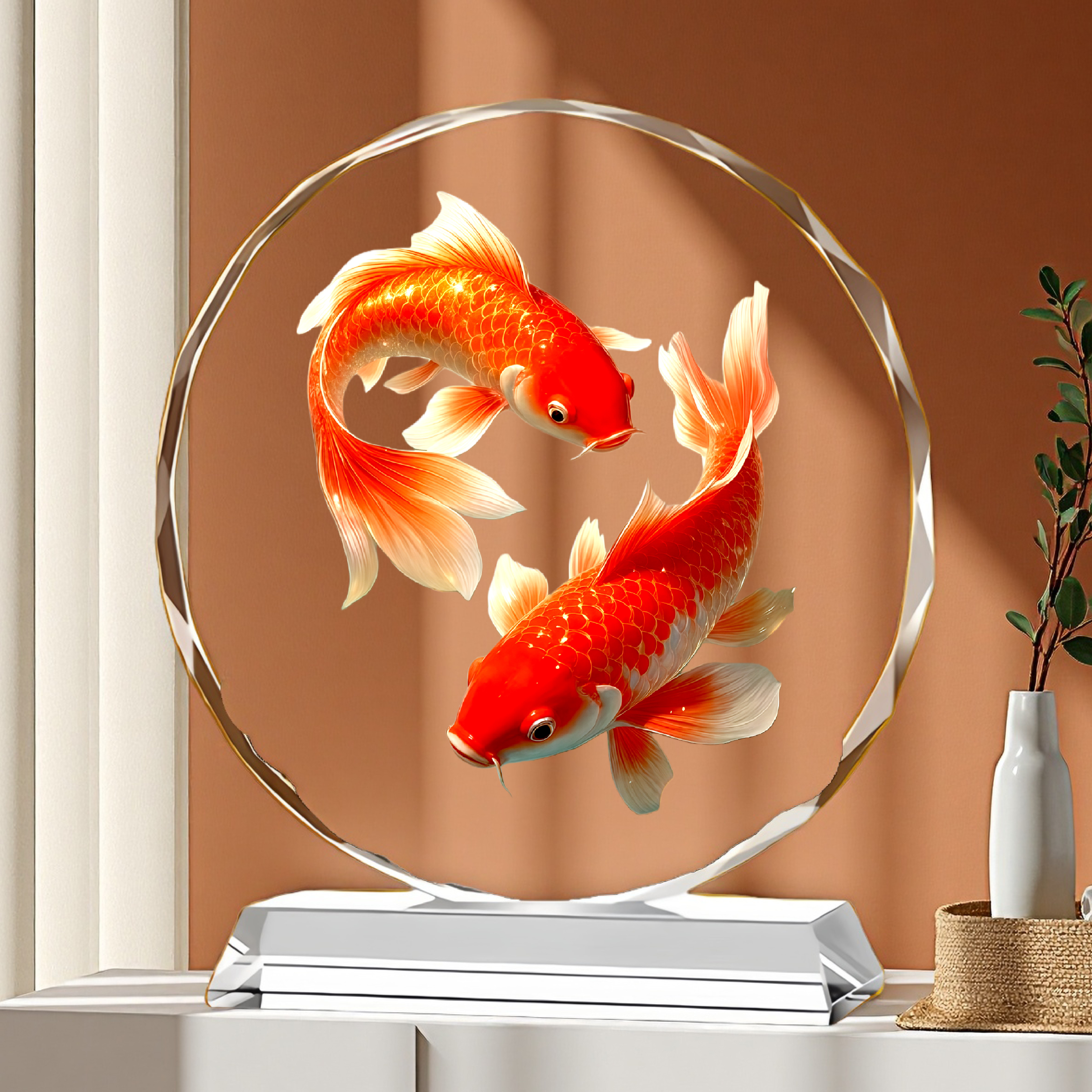 招财双龙鱼水晶摆件桌面装饰客厅办公室吉祥物开业乔迁工艺品摆件,淘宝优惠券,粉丝福利购,淘宝优惠卷