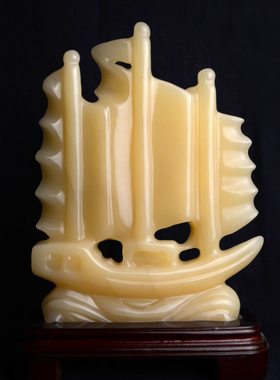 玉石一帆风顺摆件招财客厅办公室