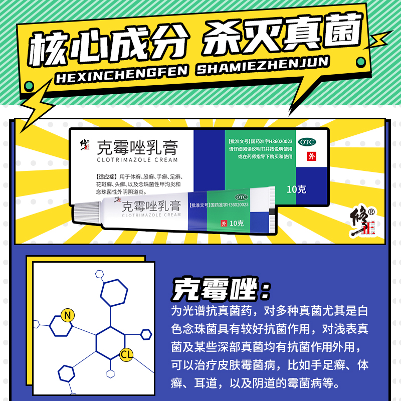 2盒】修正克霉唑乳膏包邮霉菌阴道炎妇科专用药外阴药膏止痒软膏 - 图2