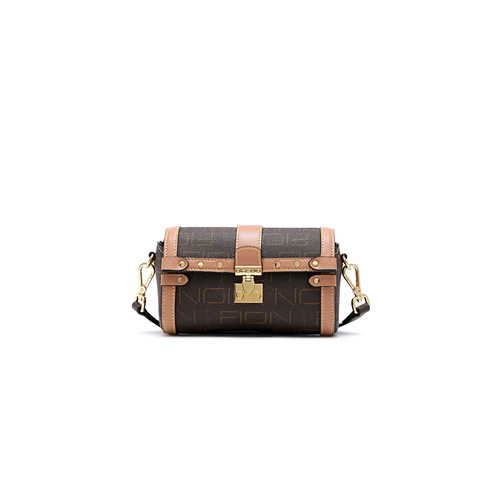 Fion/菲安妮波士顿包小圆包锁扣女包包 轻奢斜挎单肩包FAAFIUB013 - 图3