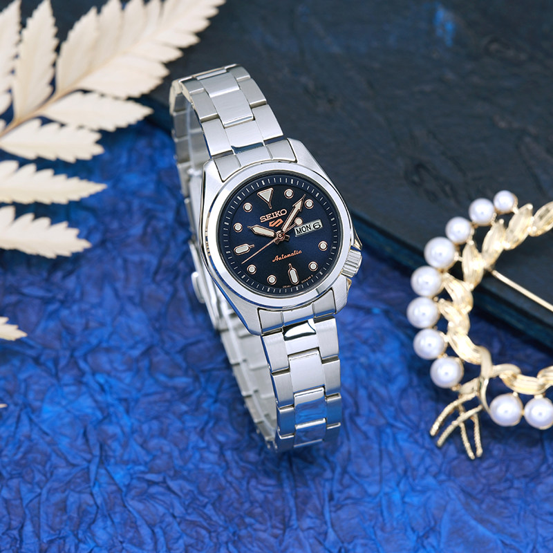 SEIKO精工5号手表女简约轻薄小表盘夜光防水运动机械女表SRE003K1