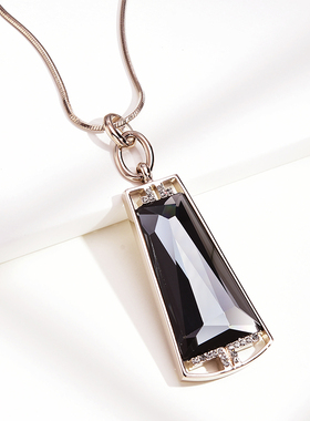 菱形吊坠高档大气长款百搭毛衣链