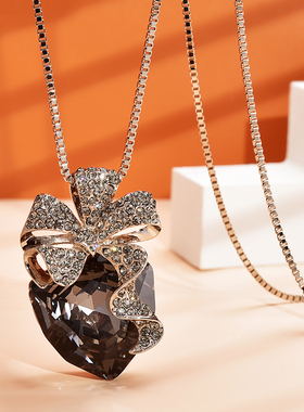 花朵高档大气长款百搭配饰毛衣链