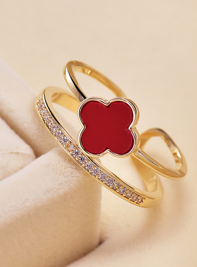 小花朵戒指女时尚个性小众设计ins潮个性开口食指指环冷淡风配饰