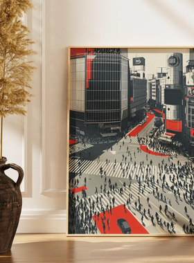 装饰画有框挂画墙壁酒吧咖啡馆文艺日本东京TOKYO插画金阁寺风景