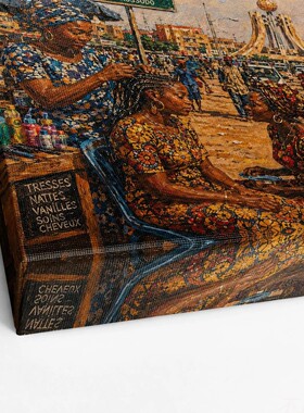 非洲街头油画装饰画无框画艺术民宿客厅复古挂画african wall art