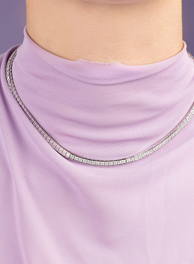 [杨紫同款]APM Monaco银白色Lumière密镶项圈女项链经典简约新品