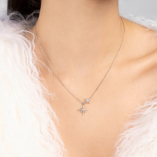 APMBaby Halskette mit sechszackigem Stern, klassische Schlüsselbeinkette