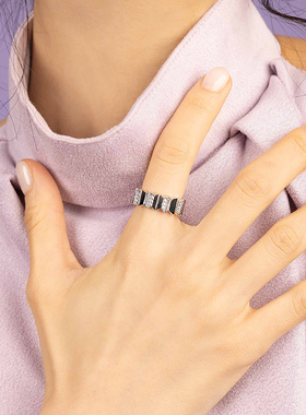 [杨紫同款]APM Monaco银白色Up and Down戒指宽版手饰生日礼物